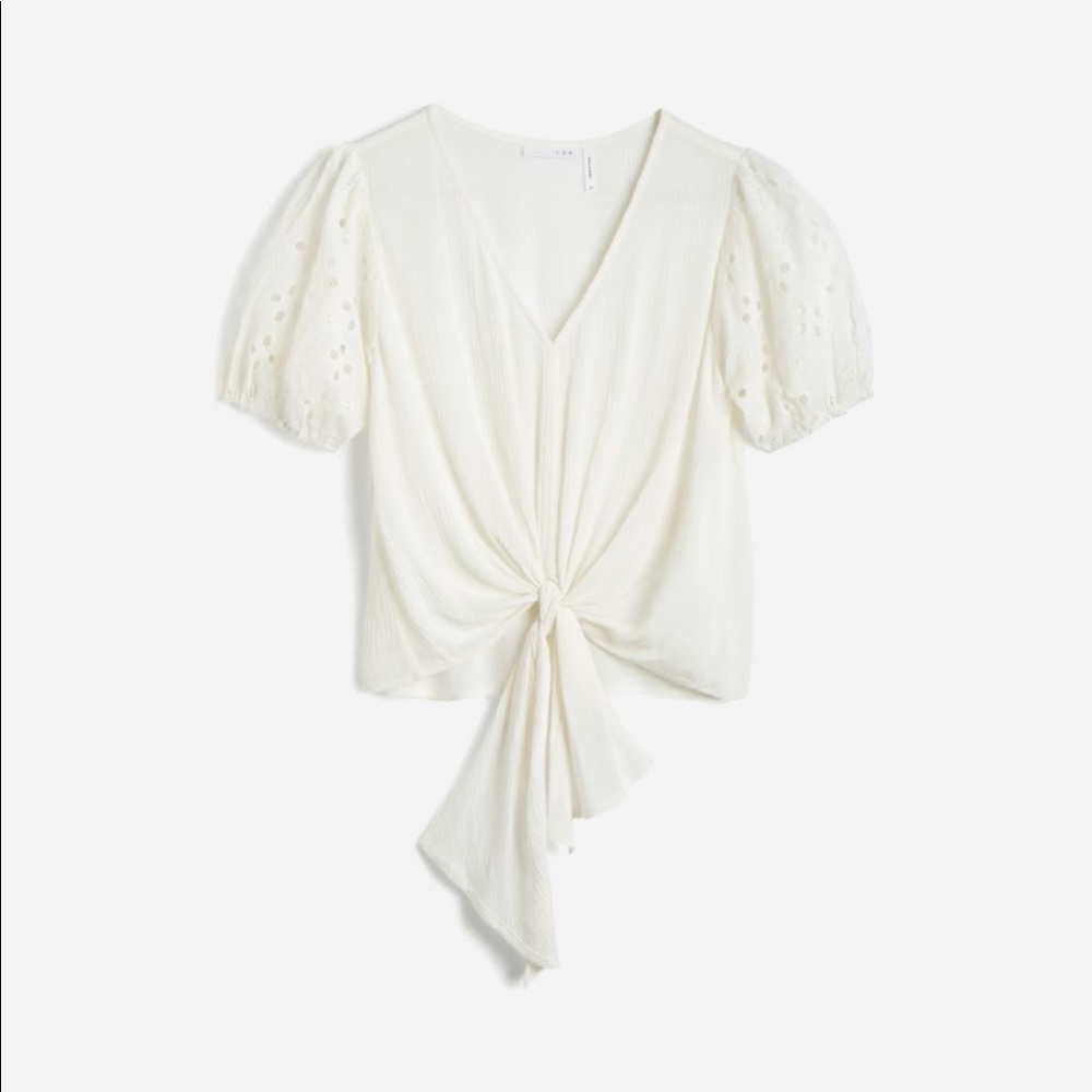 Rhee Eyelet Detail Tie Front Top